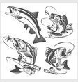 vintage trout fishing emblems and design elements vector image