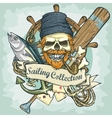 fisherman skull logo design - sailing collection vector image vector image