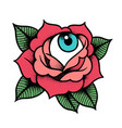 old school rose tattoo with eye vector image vector image