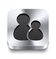 square metal button perspektive - users icon vector image