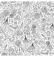 cartoon cute hand drawn picnic seamless pattern vector image