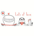 cute animals valentine card vector image