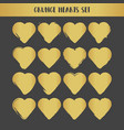 grunge gold hearts set abstract vector image