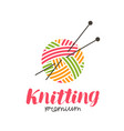knitting logo or label needlework knit ball vector image