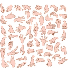 Sign language a to z numbers hands pack lineart Vector Image