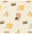 pattern of objects from the past roller skates vector image vector image