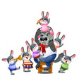a set of animated happy little bunnies in clothes vector image vector image