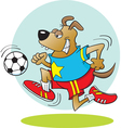 cartoon dog playing soccer vector image