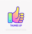 thumbs up thin line icon with gradient vector image