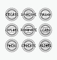black textured line stamps and labels set on gray vector image
