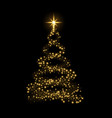 gold christmas tree happy new year background vector image