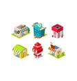 set of public buildings coffee house market vector image