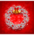 white christmas wreath on red background vector image