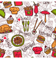 restaurant symbols seamless pattern doodle sketch vector image