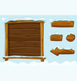 winter game ui wooden buttons with snow vector image
