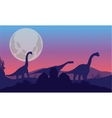brachiosaurus of silhouette with moon vector image