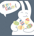greeting card with with white easter rabbit funny vector image vector image