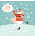 cute snowmans skate vector image vector image