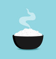 rice in a bowl with chopstick isolated on blue vector image vector image