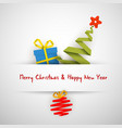 simple christmas card with gift tree and bauble vector image