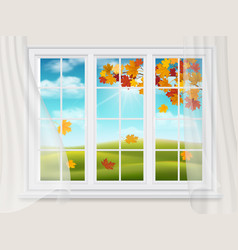 big window with a view of the autumn landscape vector image vector image