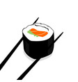 chopsticks holding sushi roll wooden vector image vector image