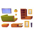 corner sofa tv and bookshelves for living room vector image vector image