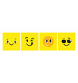 cute cartoon faces on yellow cards yummy face vector image