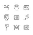 set line icons action camera vector image