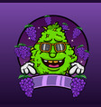 grape flavor with weed mascot cartoon weed design vector image vector image