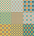 set nine seamless geometrical patterns vintage vector image vector image