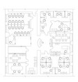 standard office furniture symbols on floor plans vector image