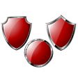 set of red steel shields vector image