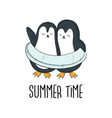 pinguins on summer vacation with inflatable vector image vector image