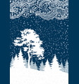 christmas winter forest landscape vector image