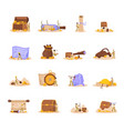 treasure hunt icons set vector image