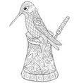 adult coloring bookpage a cute hummingbird vector image