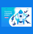 isometric start up a project working on screen vector image vector image