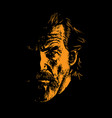old man portrait silhouette in backlight contrast vector image