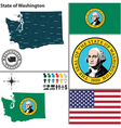 map of washington with seal vector image vector image