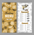 hand drawing christmas holiday menu design vector image