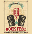 rock festival vintage poster and roll vector image vector image