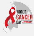 world awareness red ribbon of cancer with globe vector image