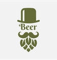 beer logo with man beard - hop and hat vector image