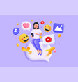 modern 3d of young woman on chat box vector image