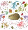 seamless pattern with easter eggs and rabbit vector image