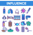 influenza linear icons set thin pictograph vector image