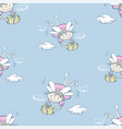 seamless pattern of cute elf girls flying in sky vector image