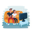 couple watching retro tv set vector image