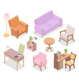isometric modern furniture for living room vector image